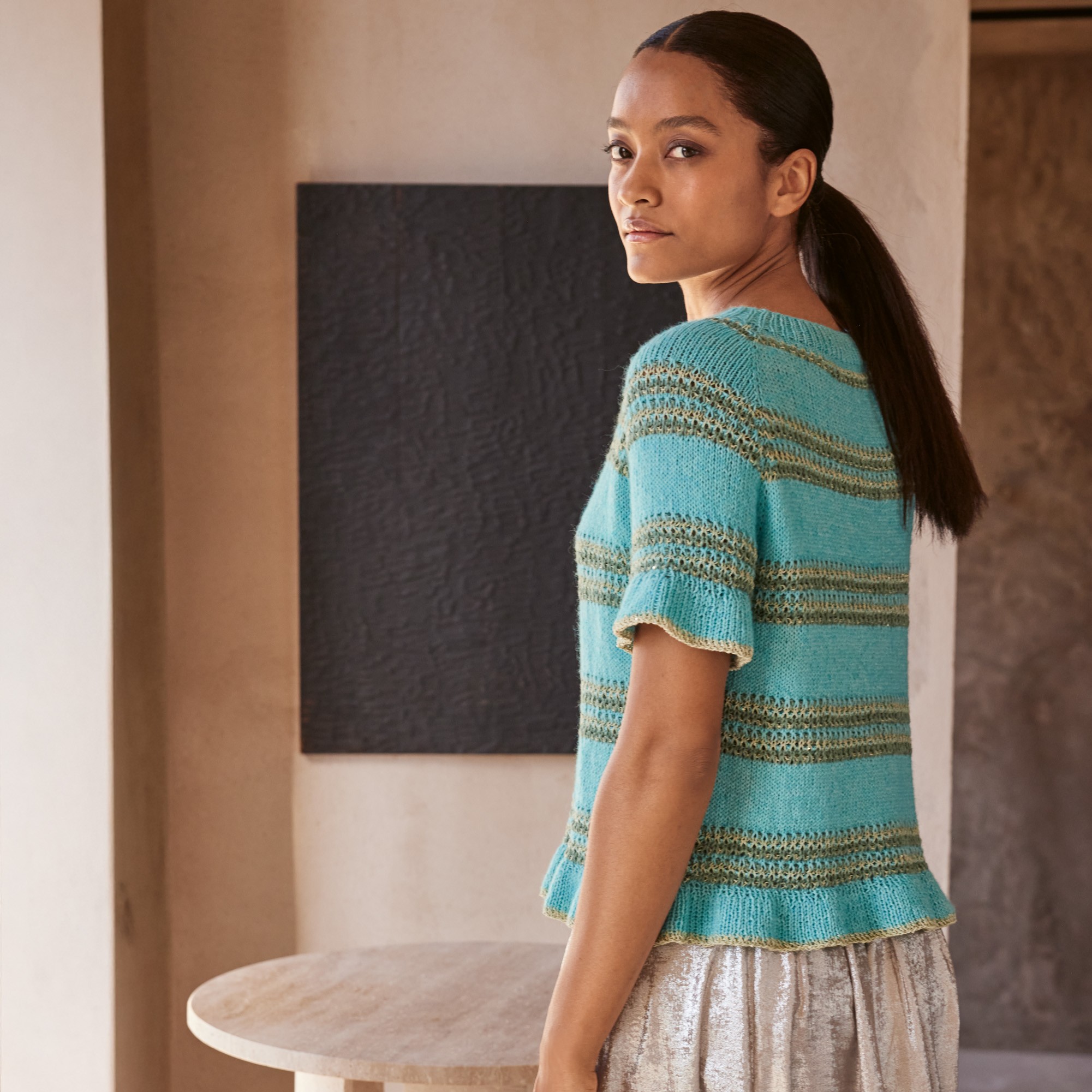 Top-down shirt van Ecopuno, Tencellino en Filo Paillettes